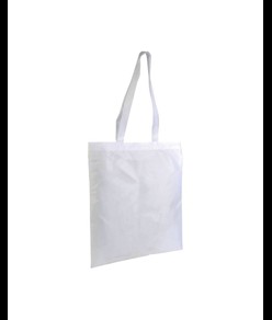 Shopper bianca in poliestere, manici lunghi colorati Handle