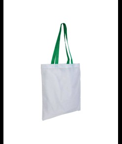 Shopper bianca in poliestere, manici lunghi colorati Handle