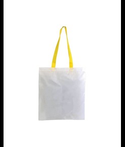 Shopper bianca in poliestere, manici lunghi colorati Handle