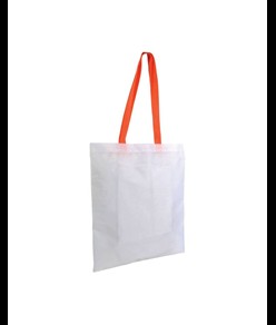 Shopper bianca in poliestere, manici lunghi colorati Handle