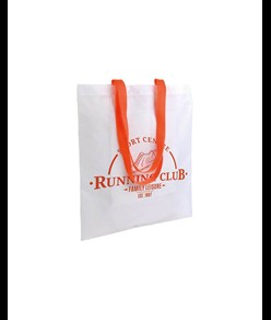 Shopper bianca in poliestere, manici lunghi colorati Handle