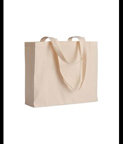 Shopper con soffietto in cotone 200 g/m2, manici lunghi Handle