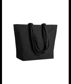 Shopper con soffietto alla base in cotone 280 g-m2, manici lunghi Handle