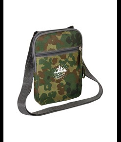 Borsello in poliestere 600D con 2 tasche, cerniere a contrasto  e tracolla regolabile