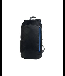 Zaino nero in poliestere 600D con 2 tasche e cerniere colorate