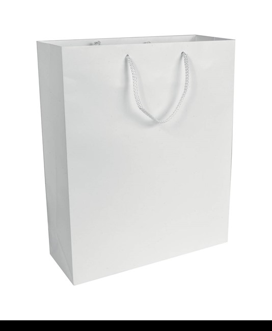 Shopper con soffietto in carta laminata opaca 157 g/m2 con rinforzo alla base Handle