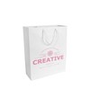 Shopper con soffietto in carta laminata opaca 157 g/m2 con rinforzo alla base Handle Shopper con soffietto in carta laminata opaca 157 g/m2 con rinforzo alla base Handle