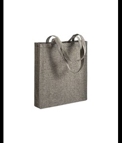 Shopper con soffietto in cotone riciclato 150 g/m2 effetto melange, manici lunghi Handle