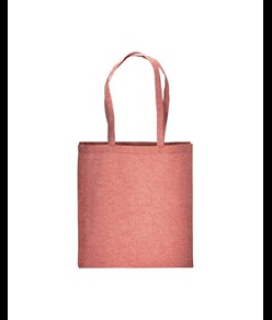 Shopper con soffietto in cotone riciclato 150 g/m2 effetto melange, manici lunghi Handle