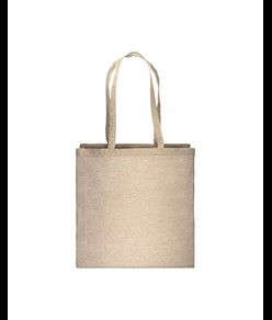 Shopper con soffietto in cotone riciclato 150 g/m2 effetto melange, manici lunghi Handle