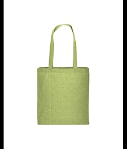 Shopper con soffietto in cotone riciclato 150 g/m2 effetto melange, manici lunghi Handle
