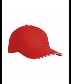 Cappellino in cotone pesante, 6 pannelli con visiera "sandwich"