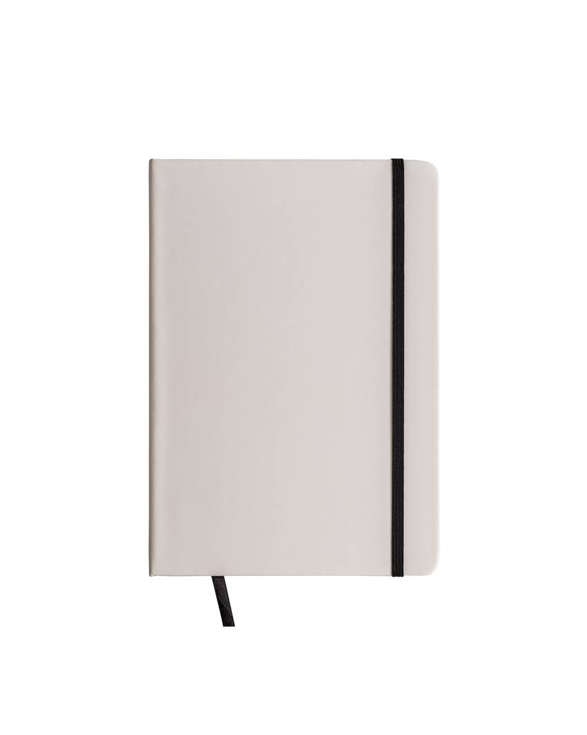 Quaderno in copertina in PU con elastico colorato(80 pag.), segnalibro in raso