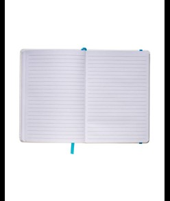 Quaderno in copertina in PU con elastico colorato(80 pag.), segnalibro in raso