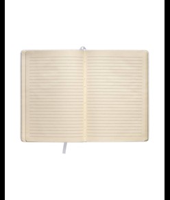 Quaderno in PU con elastico colorato, fogli a righe (80 pag.) colore avorio, segnalibro in