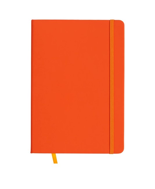 Quaderno in PU con elastico colorato, fogli a righe (80 pag.) colore avorio, segnalibro in