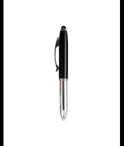 Mini penna in plastica color argento, con cappuccio e clip in metallo, con luce