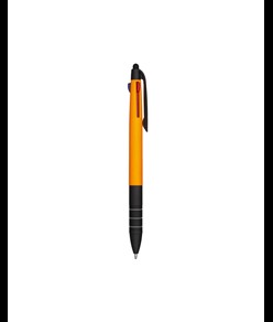 Penna a scatto in plastica con 3 refill dei colori blu, nero e rosso