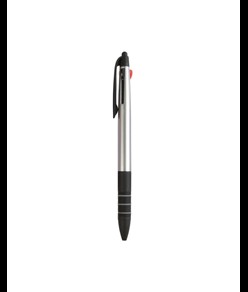 Penna a scatto in plastica con 3 refill dei colori blu, nero e rosso