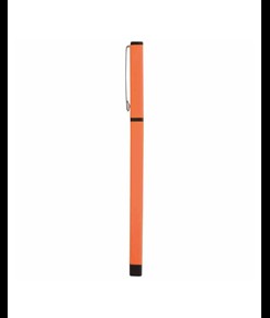 Penna in plastica piatta gommata con clip piatta in metallo e cappuccio