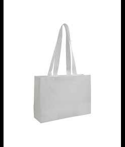 Shopper con soffietto alla base in TNT 70 g/m2 termosaldato, manici lunghi Handle