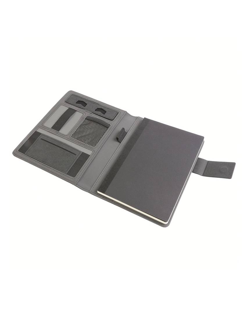 Tech organizer in tessuto mélange con quaderno a righe (A5)