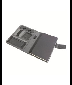 Tech organizer in tessuto mélange con quaderno a righe (A5)