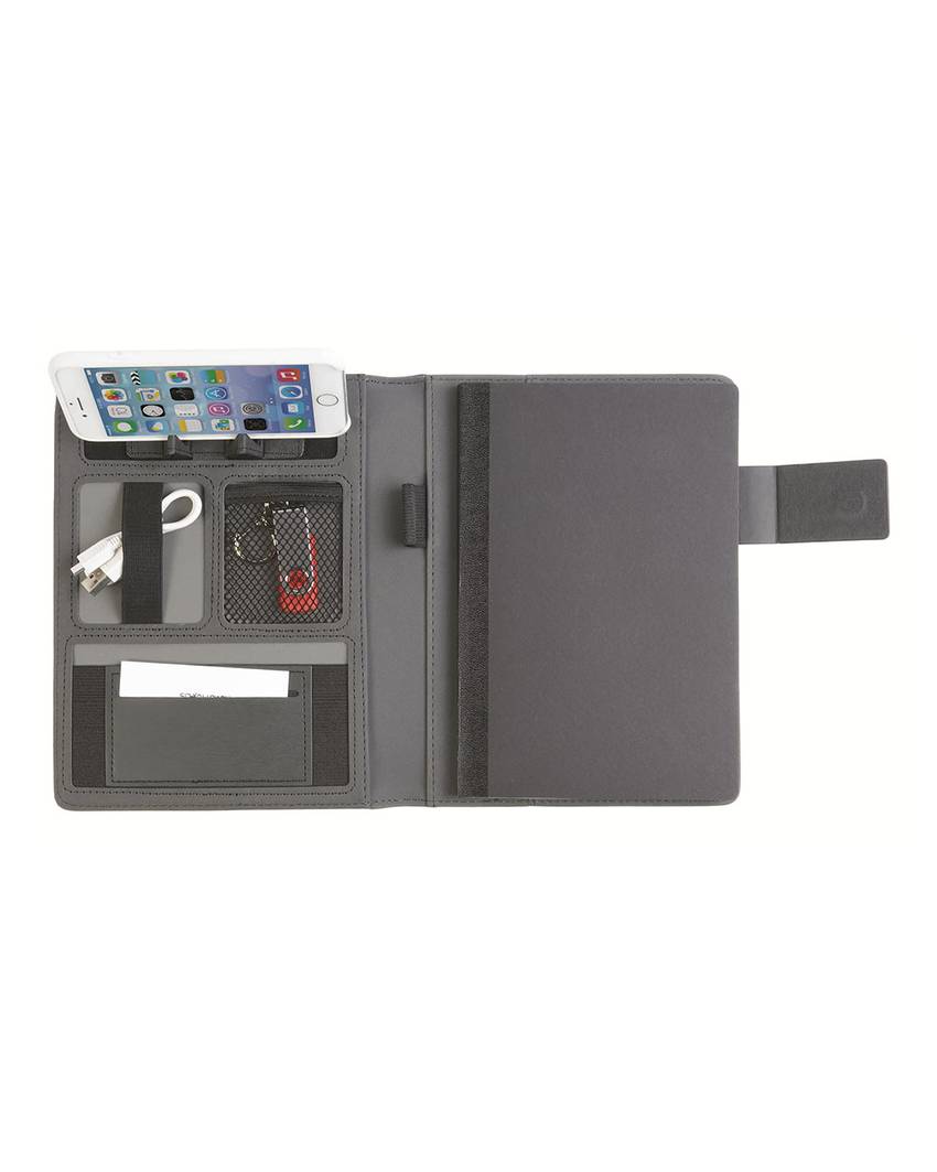 Tech organizer in tessuto mélange con quaderno a righe (A5)