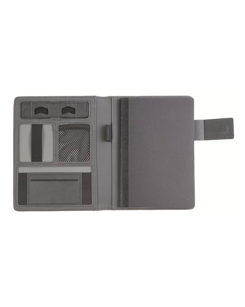 Tech organizer in tessuto mélange con quaderno a righe (A5)