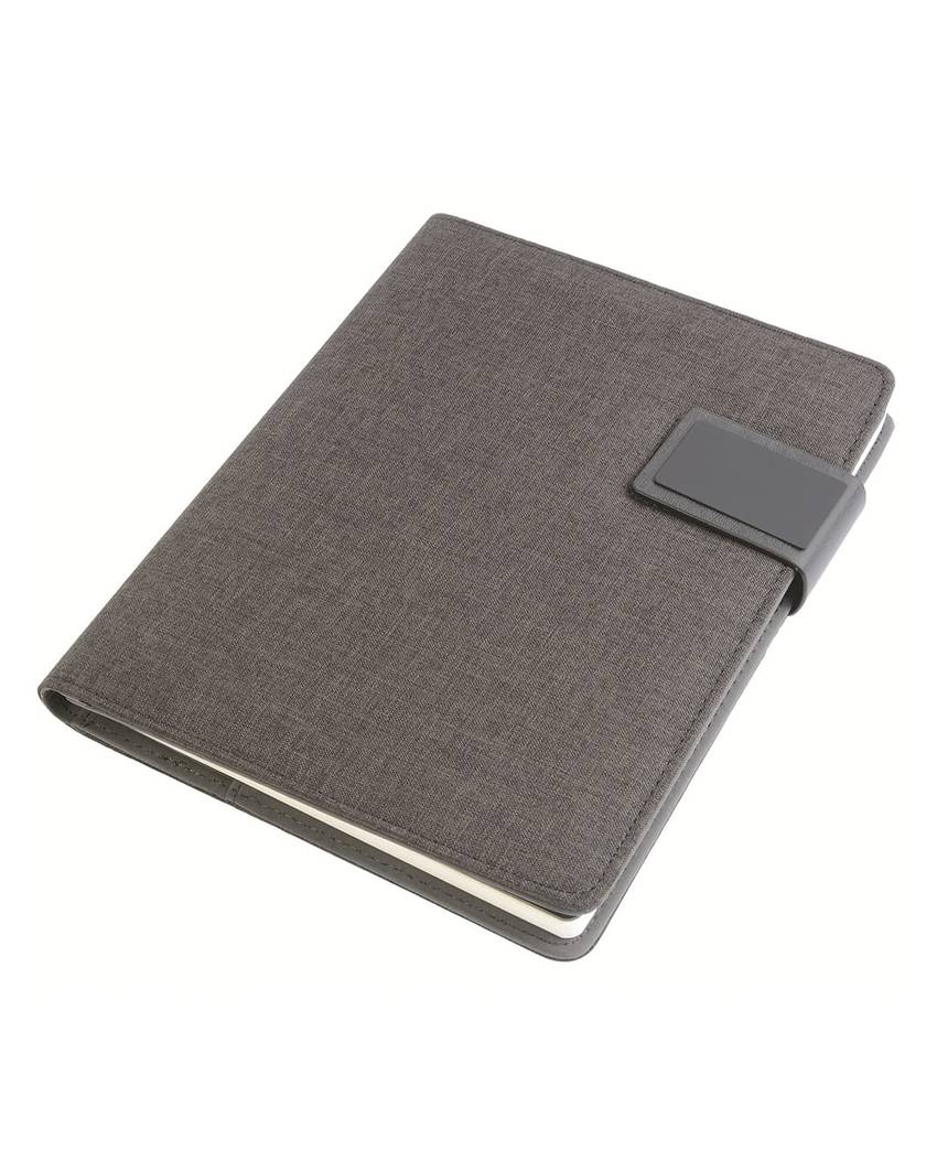 Tech organizer in tessuto mélange con quaderno a righe (A5)