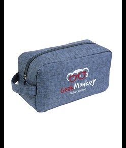 Beauty case in poliestere 300D tessuto melange con maniglia