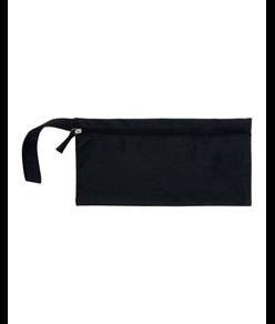 Porta documenti in poliestere melange con chiusura zip e pratica maniglia