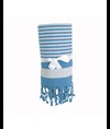 Telo mare/pareo stile Fouta 100% cotone 580gr con lato in spugna e frange, 90x160 cm