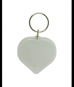 Portachiavi trasparente in plastica, porta etichetta/foto, a forma di cuore