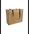 Shopper con soffietto in TNT laminato, manici lunghi a nastro colorati Handle