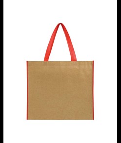 Shopper con soffietto in TNT laminato, manici lunghi a nastro colorati Handle