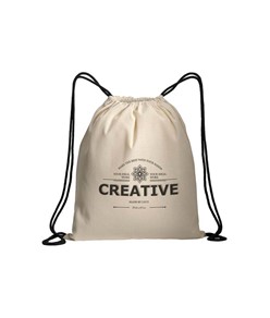 Zainetto in cotone naturale con chiusura a strozzo e cordini colorati Handle Zainetto in cotone naturale con chiusura a strozzo e cordini colorati Handle