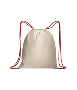 Zainetto in cotone naturale con chiusura a strozzo e cordini colorati Handle Zainetto in cotone naturale con chiusura a strozzo e cordini colorati Handle