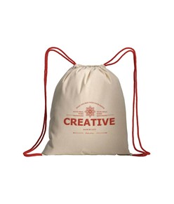 Zainetto in cotone naturale con chiusura a strozzo e cordini colorati Handle Zainetto in cotone naturale con chiusura a strozzo e cordini colorati Handle