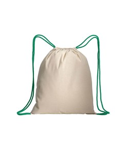 Zainetto in cotone naturale con chiusura a strozzo e cordini colorati Handle Zainetto in cotone naturale con chiusura a strozzo e cordini colorati Handle