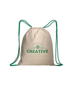 Zainetto in cotone naturale con chiusura a strozzo e cordini colorati Handle Zainetto in cotone naturale con chiusura a strozzo e cordini colorati Handle