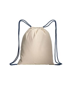 Zainetto in cotone naturale con chiusura a strozzo e cordini colorati Handle Zainetto in cotone naturale con chiusura a strozzo e cordini colorati Handle