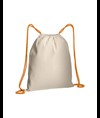 Zainetto in cotone naturale con chiusura a strozzo e cordini colorati Handle