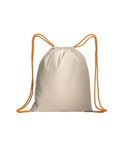 Zainetto in cotone naturale con chiusura a strozzo e cordini colorati Handle Zainetto in cotone naturale con chiusura a strozzo e cordini colorati Handle