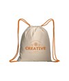 Zainetto in cotone naturale con chiusura a strozzo e cordini colorati Handle Zainetto in cotone naturale con chiusura a strozzo e cordini colorati Handle