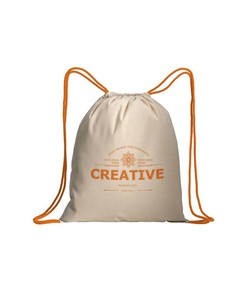 Zainetto in cotone naturale con chiusura a strozzo e cordini colorati Handle Zainetto in cotone naturale con chiusura a strozzo e cordini colorati Handle