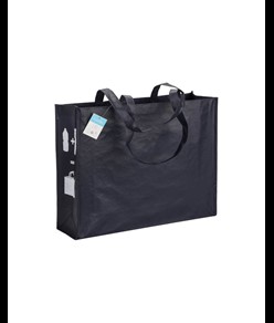 Shopper con soffietto in R-PET (plastica riciclata), manici lunghi Handle
