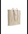 Shopper con soffietto in cotone organico 150 g/m2, manici lunghi Handle