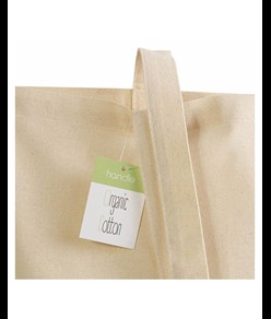 Shopper con soffietto in cotone organico 150 g/m2, manici lunghi Handle