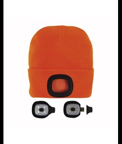Cappellino in maglia 100% acrilico pesante con luce LED removibile e ricaricabile USB